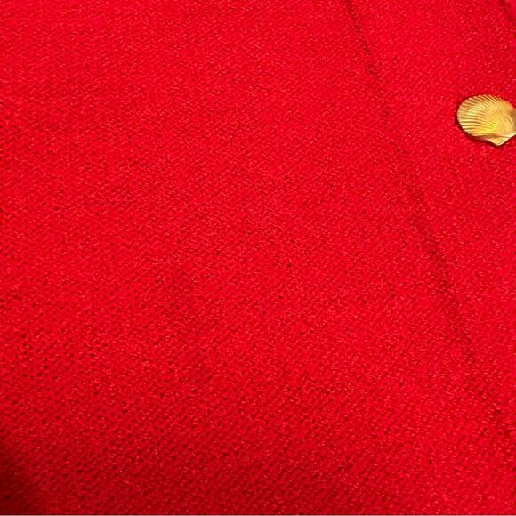 Steve Fabrikant I.Magnin Vintage Button Up Knit Seashell Accent Dress red gold L - Picture 13 of 16
